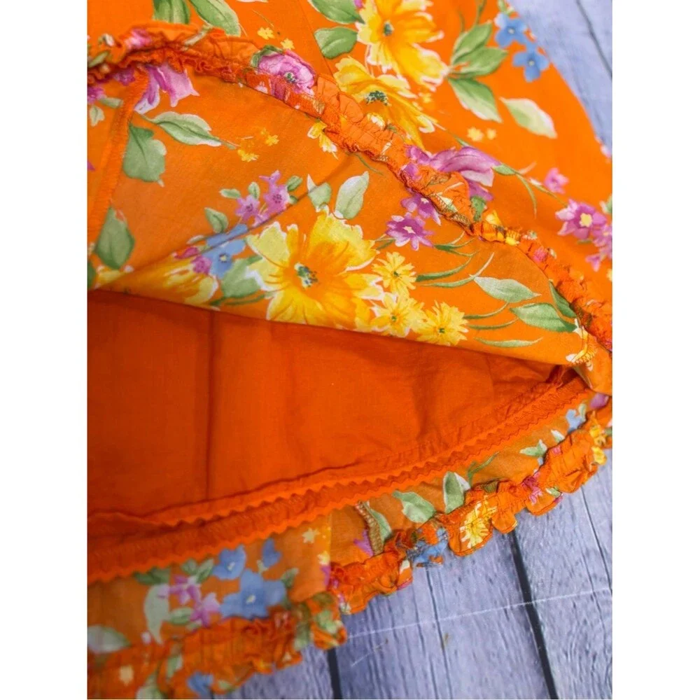Jones New York Signature Orange Pink Floral Cottagecore Coastal Casual Skirt 10